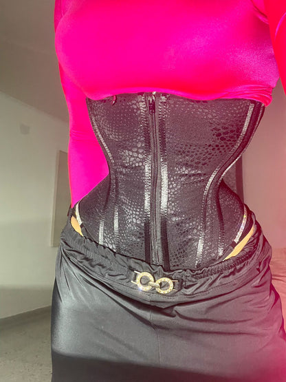 CINTURILLA CORSET DELUXE  17 VARILLAS DOBLE AJUSTE TORSO LARGO 3 NIVELES DE AJUSTES EFECTO RELOJ DE ARENA+ CIERRE