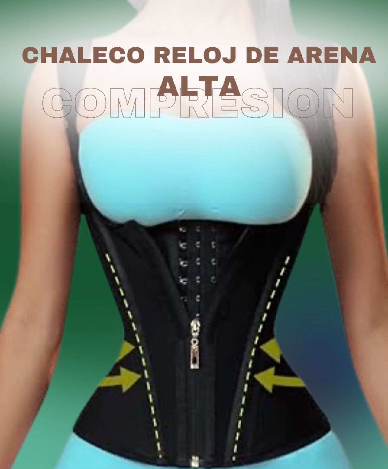 CHALECO EXTREMO  RELOJ DE ARENA MOLDEADORA Y REDUCTORA CONTROL TOTAL DE ABDOMEN  CON 3 NIVELES DE AJUSTE + CIERRE