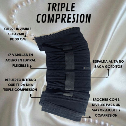 CINTURILLA CORSET DELUXE  17 VARILLAS DOBLE AJUSTE TORSO LARGO 3 NIVELES DE AJUSTES EFECTO RELOJ DE ARENA+ CIERRE